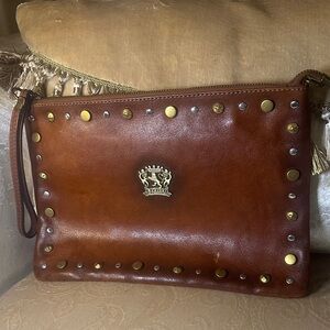 Pratesi Brown Leather Clutch/Wristlet